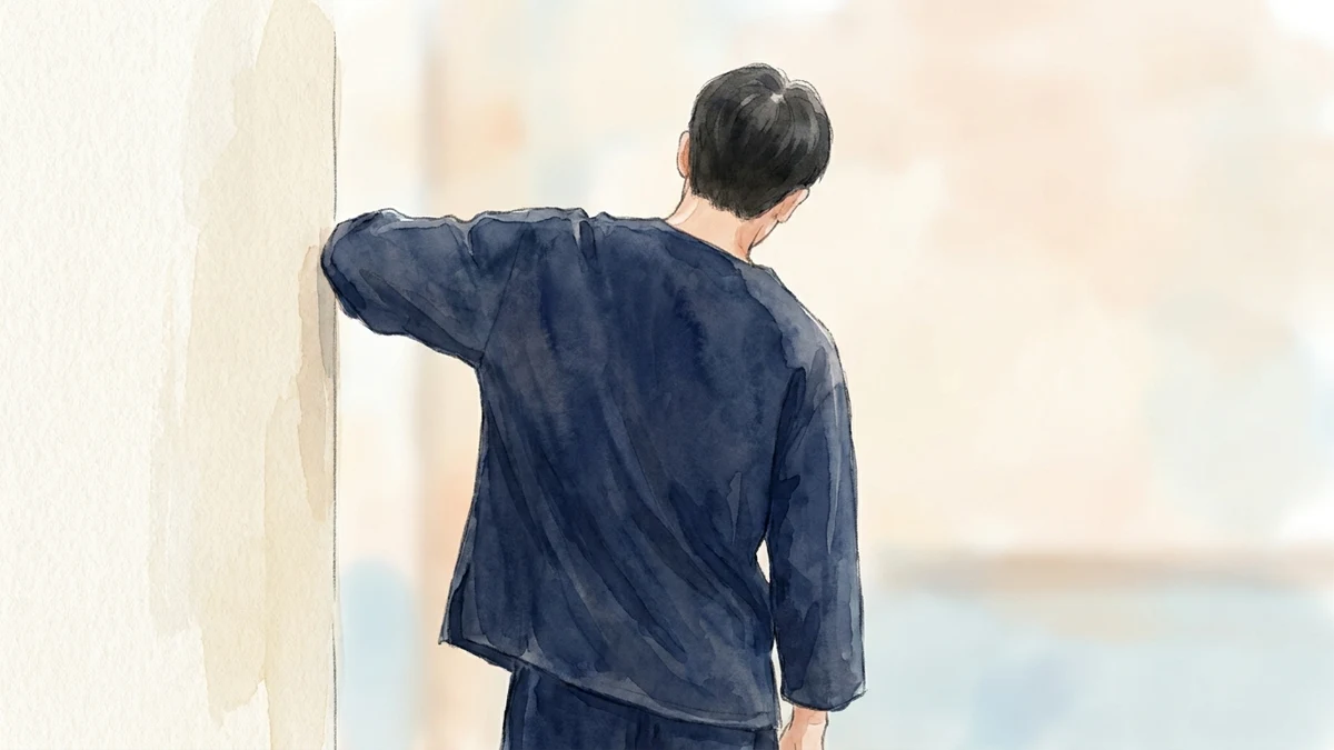 大胸筋ストレッチのやり方——壁に腕をつけて胸を開く