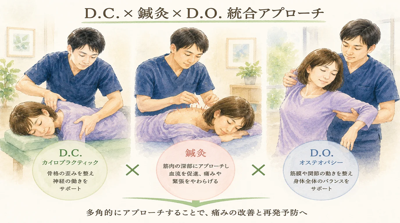 八王子の整体院 D.C.×鍼灸×D.O.統合アプローチ（補足図）